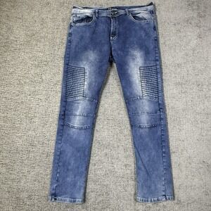 Phat Farm Jeans Mens 36x30 Stretch Y2K Hip Hop Skinny‎ Fit Blue